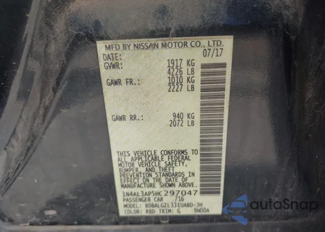 2017 Nissan Altima 2.5 S from USA, damaged, VIN 1N4AL3AP5HC297047